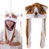 Lovely Plush Corgi Pinching Dog Ear Hat Can Move Birthday Holiday Cap Fancy Dress Toy Gifts