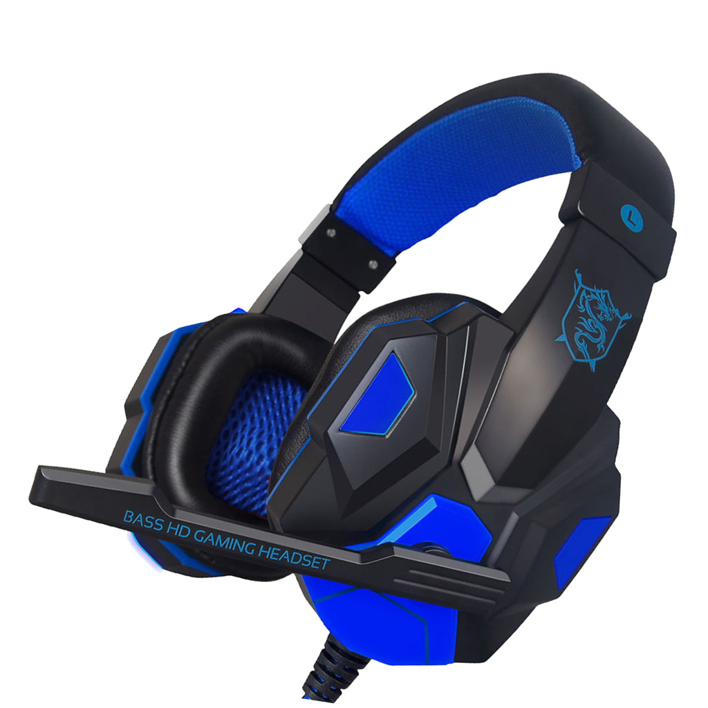 Surround Sound Over-Ear Gaming Headphones with LED Lights Stereo Headset blue