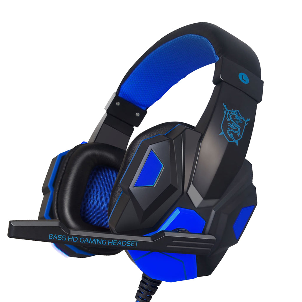 Surround Sound Over-Ear Gaming Headphones with LED Lights Stereo Headset blue