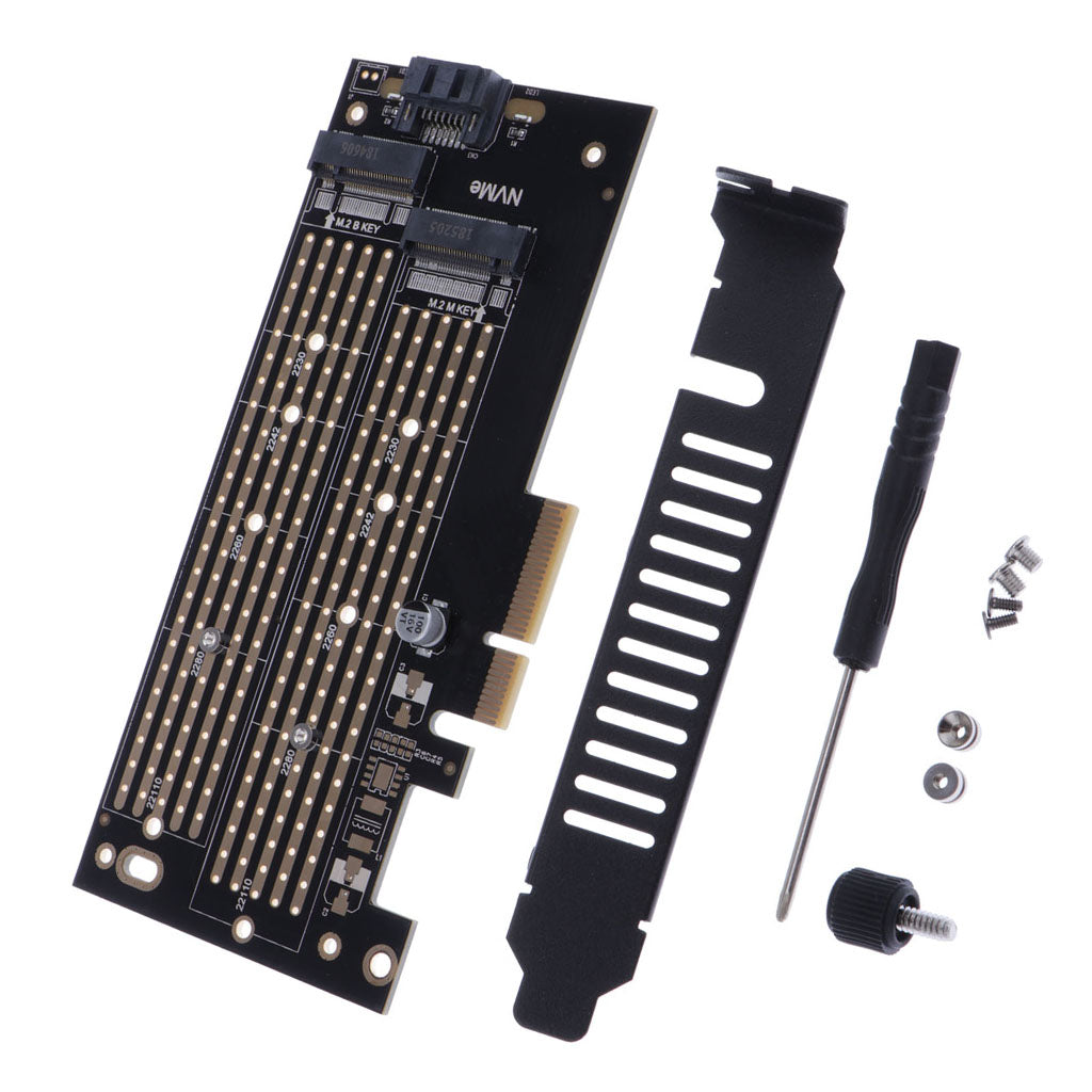 M.2 NVMe SSD NGFF to PCI-E3.0 X4 Adapter Board M Key / B Key Add On Card Support 2230/2242/2260/2280/22110