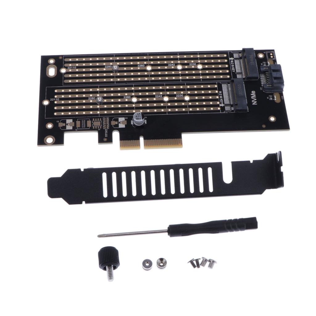 M.2 NVMe SSD NGFF to PCI-E3.0 X4 Adapter Board M Key / B Key Add On Card Support 2230/2242/2260/2280/22110