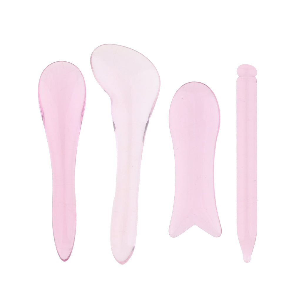 4 Pieces, Gua Sha Boards for Facial Skincare, Natural Crystal Stone GuaSha Tools for Anti-Aging, Anti-Wrinkles, Lifting Your Face, Iymphatic Drainage