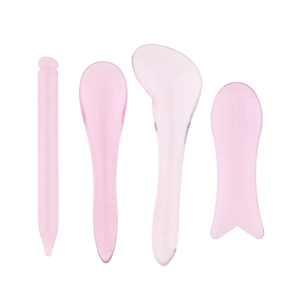 4 Pieces, Gua Sha Boards for Facial Skincare, Natural Crystal Stone GuaSha Tools for Anti-Aging, Anti-Wrinkles, Lifting Your Face, Iymphatic Drainage