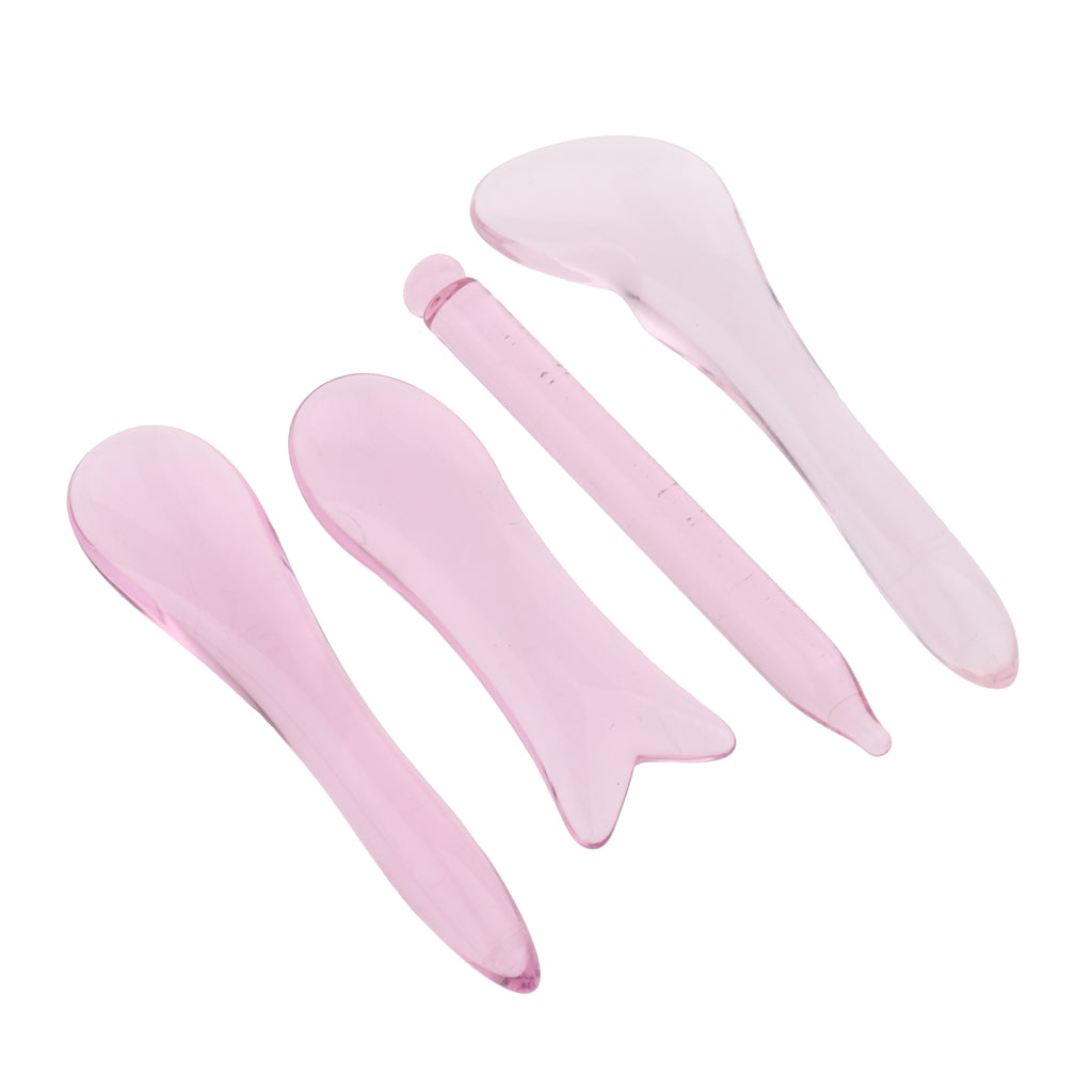 4 Pieces, Gua Sha Boards for Facial Skincare, Natural Crystal Stone GuaSha Tools for Anti-Aging, Anti-Wrinkles, Lifting Your Face, Iymphatic Drainage