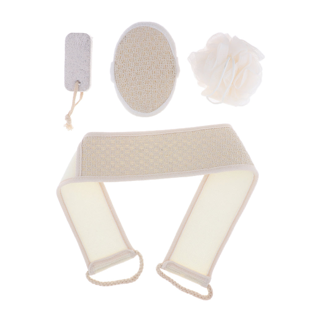 Exfoliating Bath Gloves Shower Loofah Back Scrubber Strap + Exfoliate Pad Kit