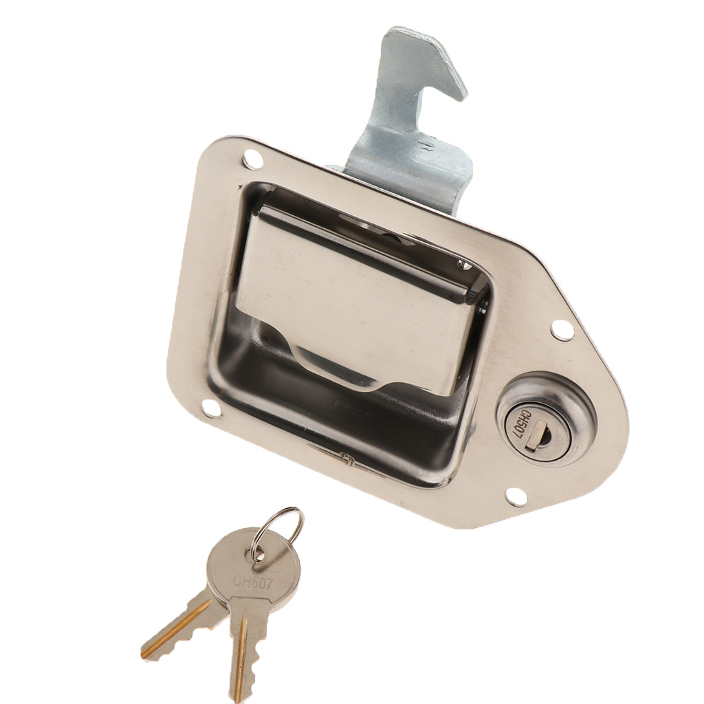 1PC RV Stainless Steel Entry Door Lock Latch Handle Knob Deadbolt w/ 2 Keys for Camper Trailer Kit