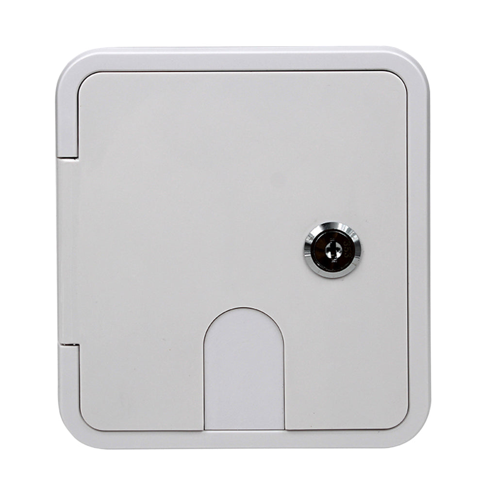 Square ELECTRIC CABLE HATCH w/ Key for RV Electric Cord RV Camper Electric Cord Cover ( White )