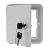 Square ELECTRIC CABLE HATCH w/ Key for RV Electric Cord RV Camper Electric Cord Cover ( White )