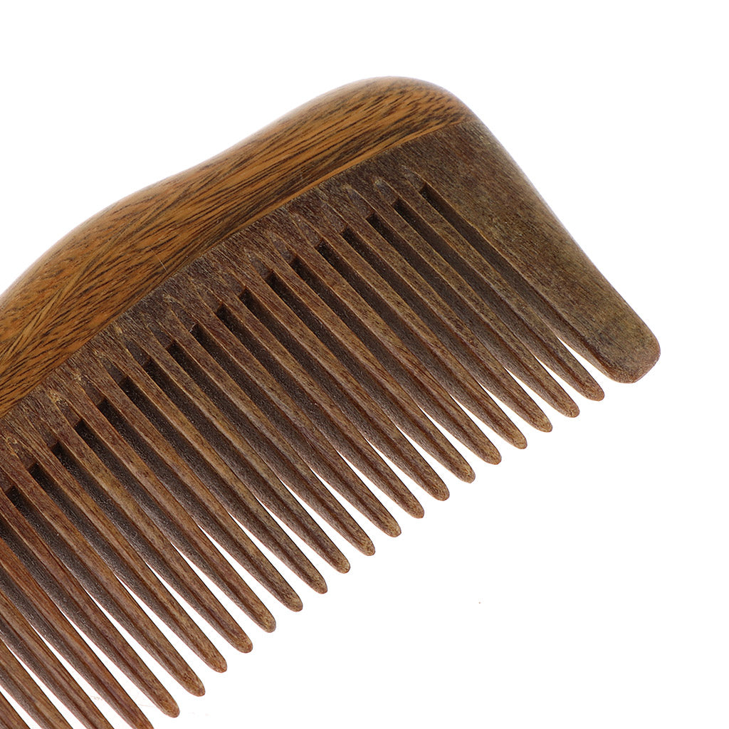 Handmade Anti-Static Natural Green Sandalwood Comb Fine Tooth with Handle