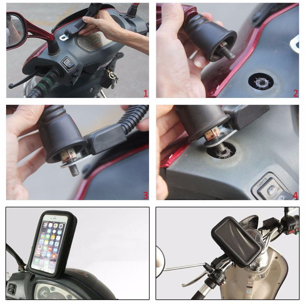 Motorcycle Waterproof Phone Case Bag With Handlebar Mount Holder Black Bag