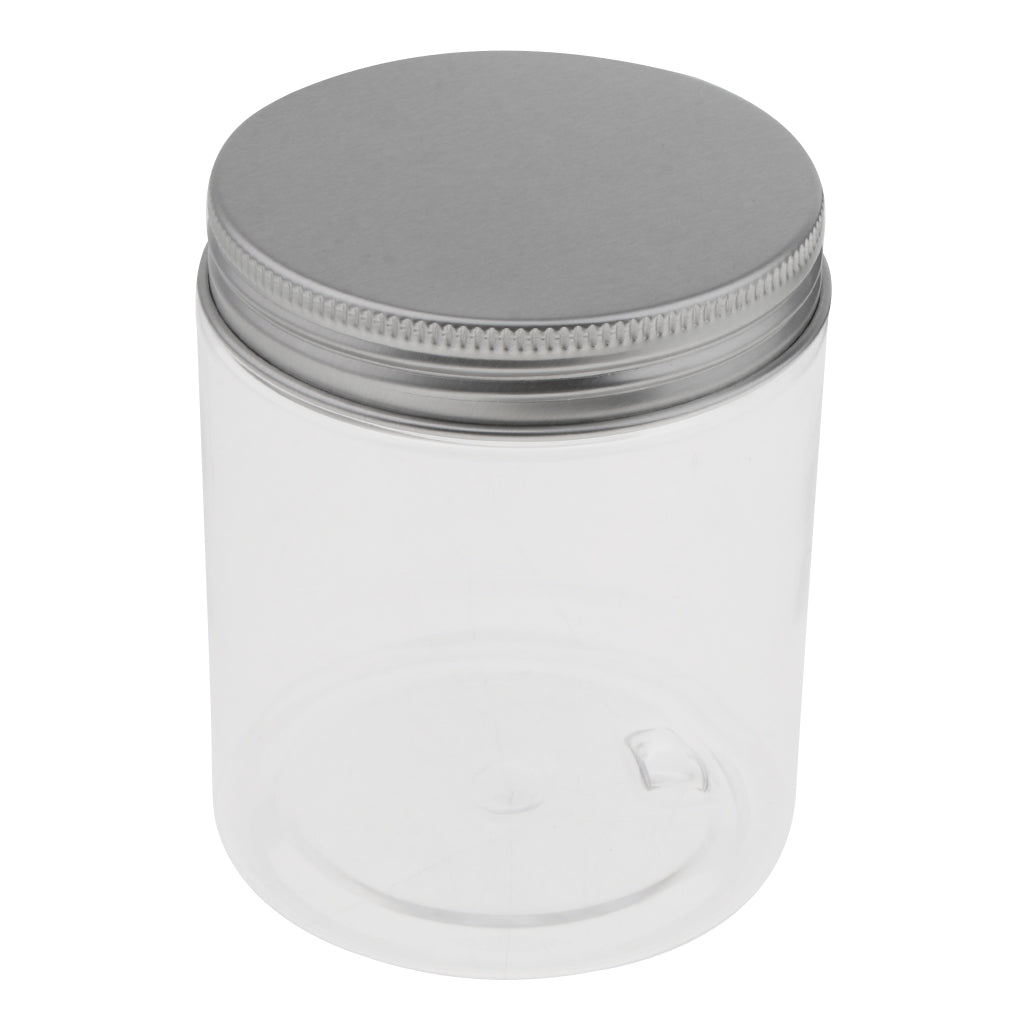 5PCS 250ML Clear Empty Refillable PET Plastic Wide Mouth Cosmetic Bottles With Aluminum Cap-Cream Lotion Holder Case Makeup Storage Contanier Facial Mask Pot Jar