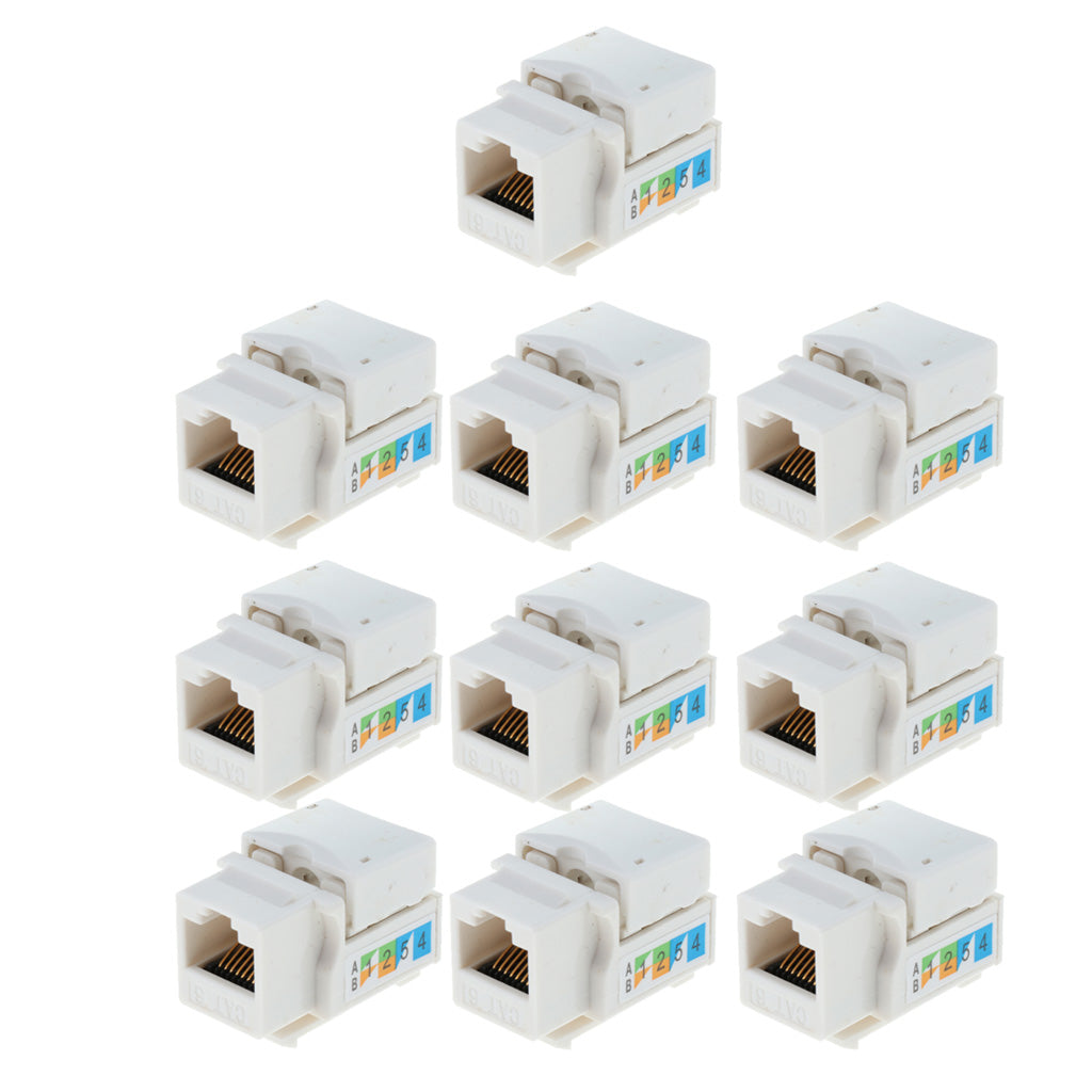 10 pack of RJ45 CAT6 Keystone Jack Module Network Connector Enternet Module - White