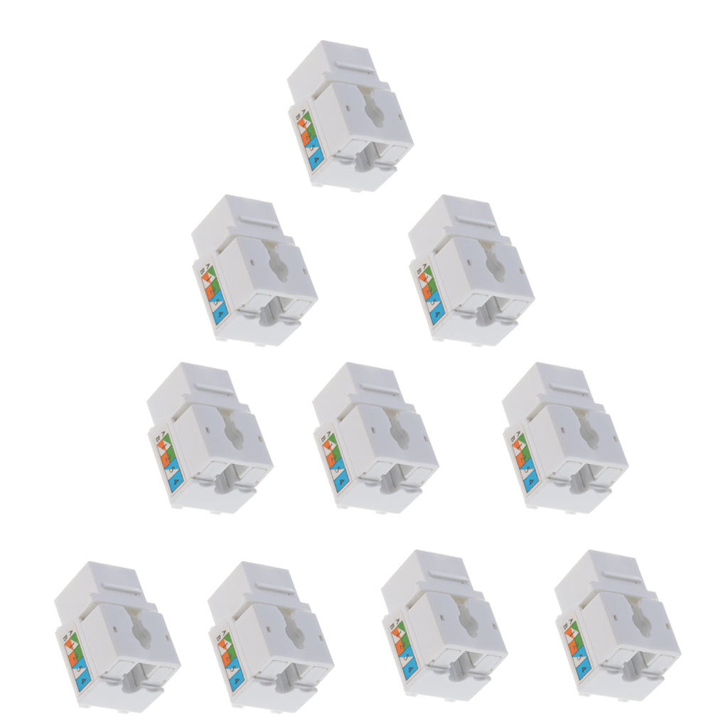 10 pack of RJ45 CAT6 Keystone Jack Module Network Connector Enternet Module - White