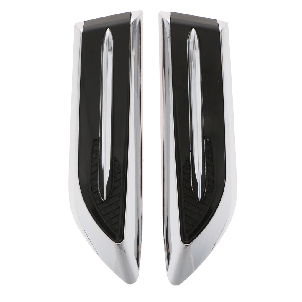 2 Pieces Car 7.5 inch Length Side Vent Air Flow Fender Sticker Silver Tone Black,19cm x 5cm