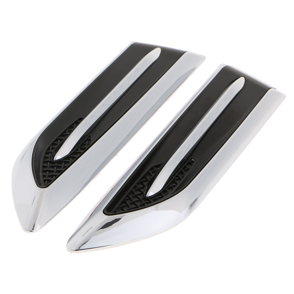 2 Pieces Car 7.5 inch Length Side Vent Air Flow Fender Sticker Silver Tone Black,19cm x 5cm