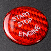 1PC Red Real Carbon Fiber Push Start Stop Button Cover Cap Sticker Trim Auto Car Decor Engine Aceessorie Styling For BMW E Series