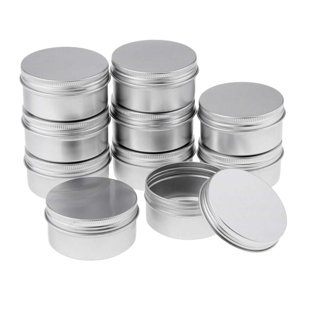 10x 80ml Round Aluminum Cosmetics Cream Empty Lip Balm Containers Jars Tin