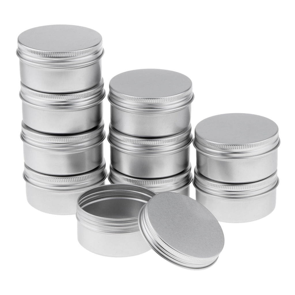 10x 80ml Round Aluminum Cosmetics Cream Empty Lip Balm Containers Jars Tin