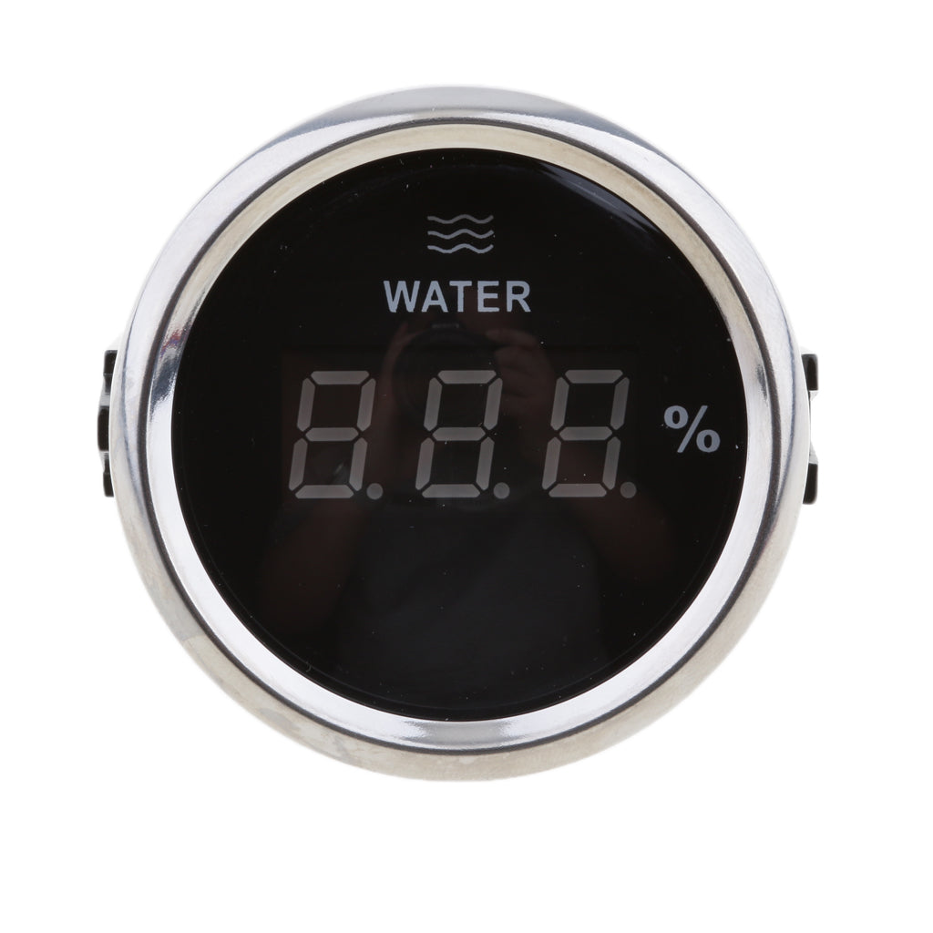 Marine Digital Water Level Gauge 0-190ohm 52mm 316L Black Chrome