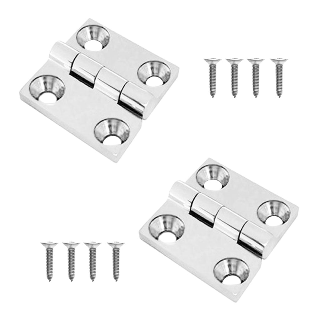 2 Pieces Stainless Steel 2" Door Butt Hinge with Mounting Screws Marine Cabinet Cupboard Boat/Yacht/Rib Hardware