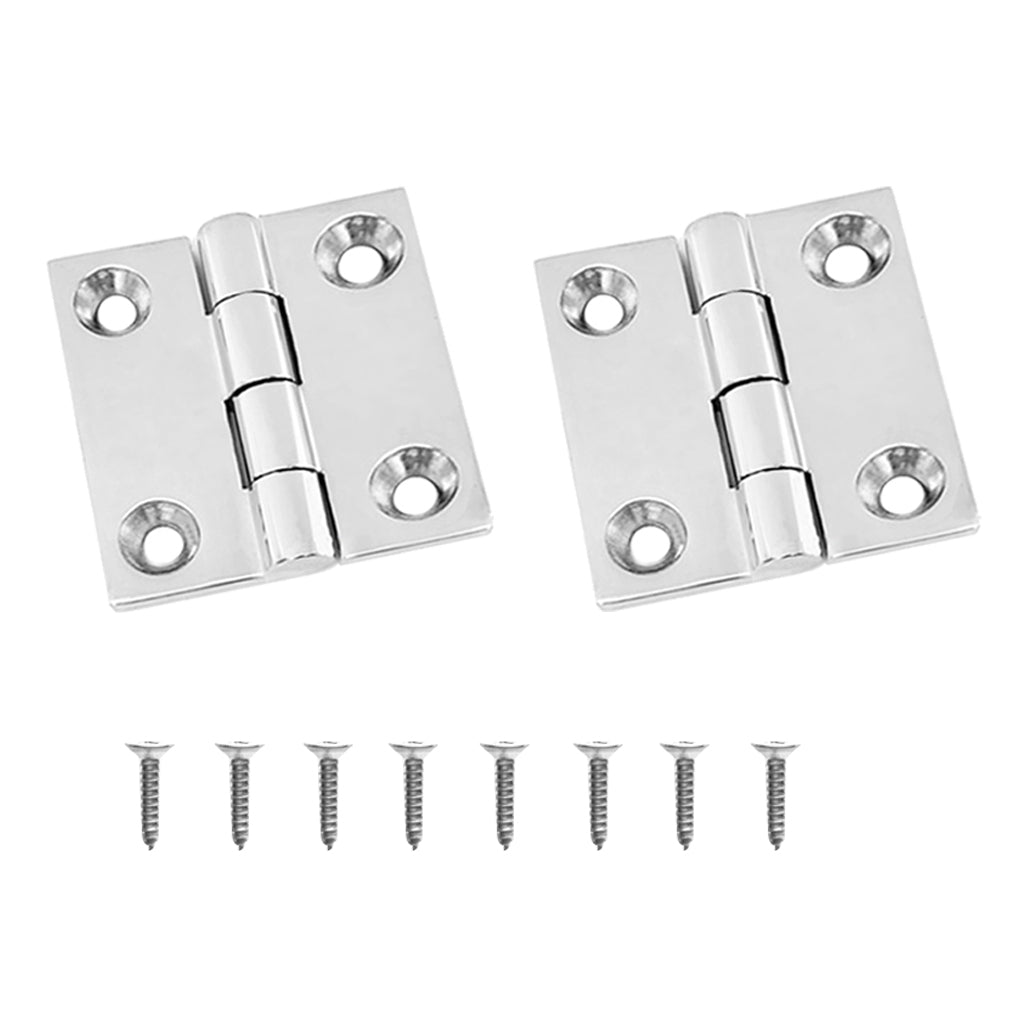 2 Pieces Stainless Steel 2" Door Butt Hinge with Mounting Screws Marine Cabinet Cupboard Boat/Yacht/Rib Hardware