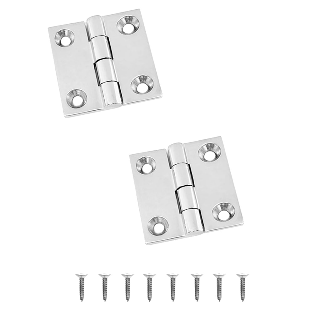 2 Pieces Stainless Steel 2" Door Butt Hinge with Mounting Screws Marine Cabinet Cupboard Boat/Yacht/Rib Hardware