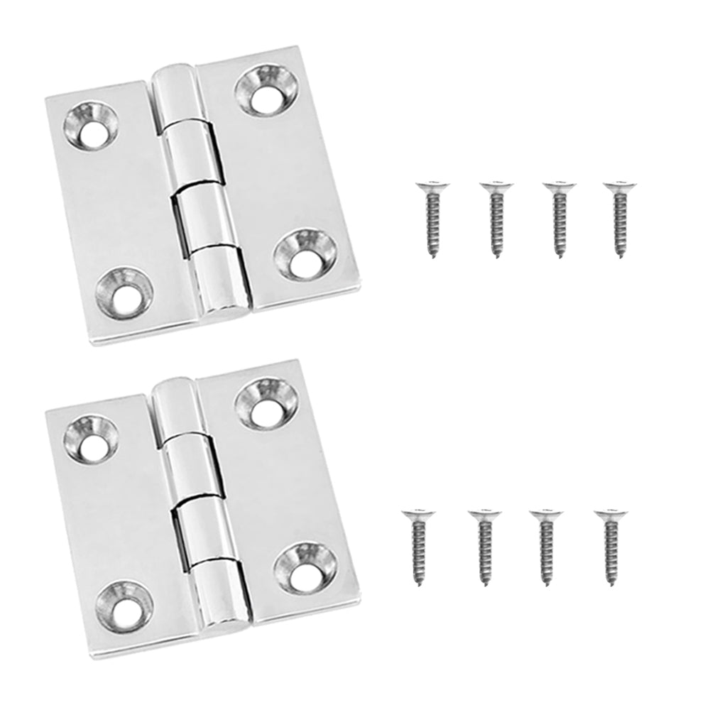 2 Pieces Stainless Steel 2" Door Butt Hinge with Mounting Screws Marine Cabinet Cupboard Boat/Yacht/Rib Hardware