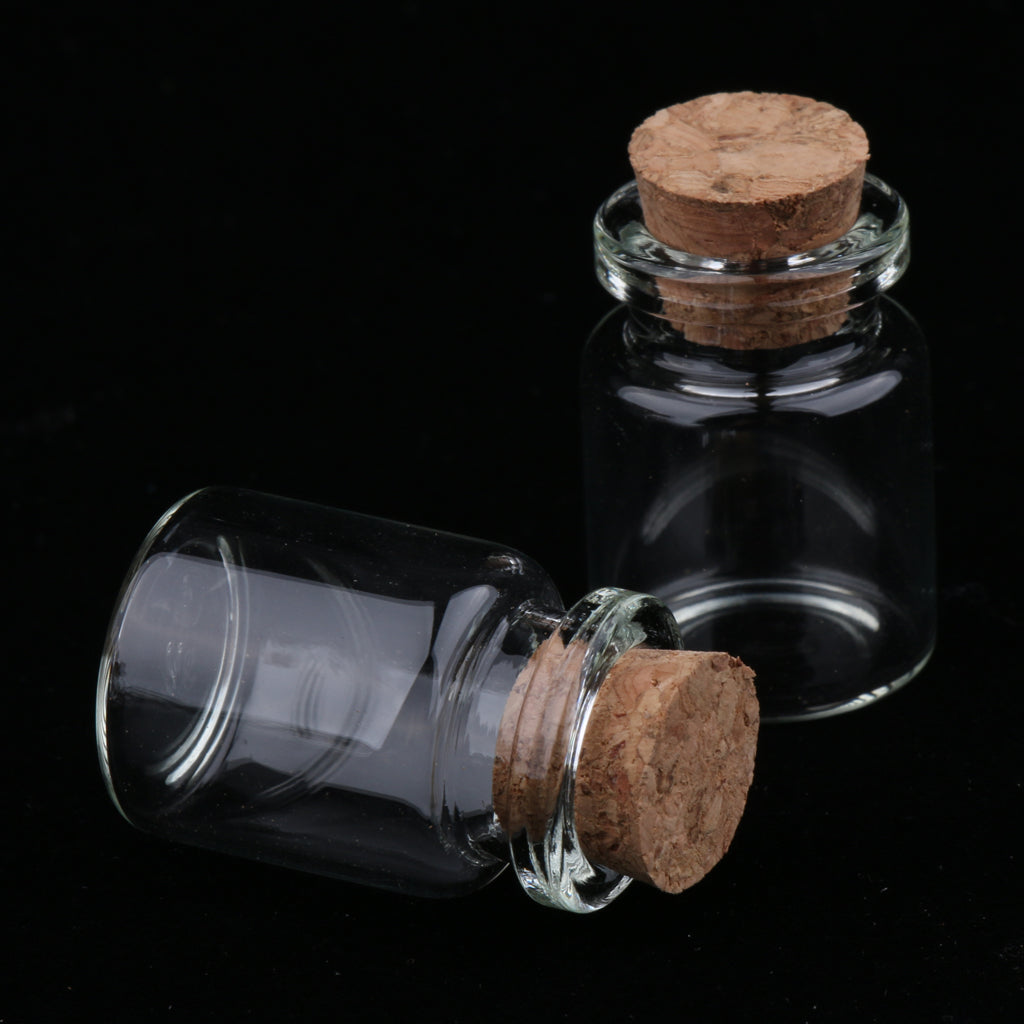 20 Pieces 5ML Cork Glass Jars Vials Drift Wishing Lucky Bottles - Wedding Party Decor - DIY Pendant - Also Fit for Storaging Essential Oil Perfume