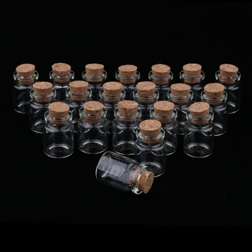 20 Pieces 5ML Cork Glass Jars Vials Drift Wishing Lucky Bottles - Wedding Party Decor - DIY Pendant - Also Fit for Storaging Essential Oil Perfume