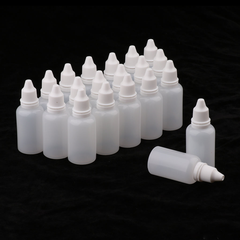 Pack of 20 30ml White Plastic Empty Squeezable Dropper Bottles Eye Liquid Dropper Vials with Caps Refillable