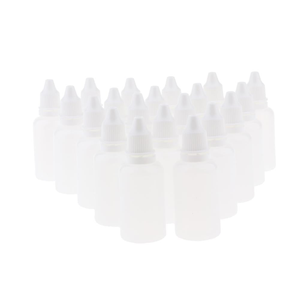 Pack of 20 30ml White Plastic Empty Squeezable Dropper Bottles Eye Liquid Dropper Vials with Caps Refillable