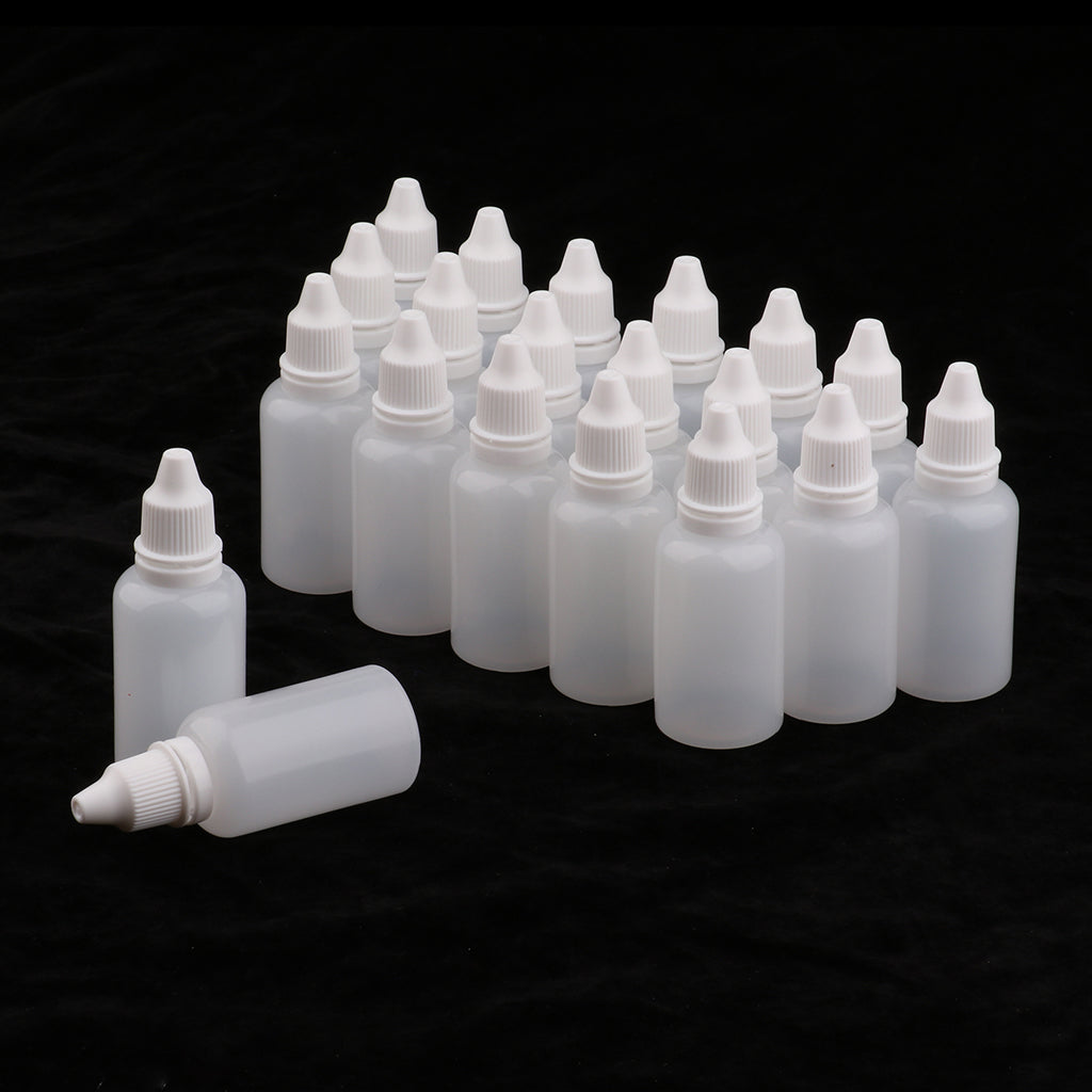 Pack of 20 30ml White Plastic Empty Squeezable Dropper Bottles Eye Liquid Dropper Vials with Caps Refillable