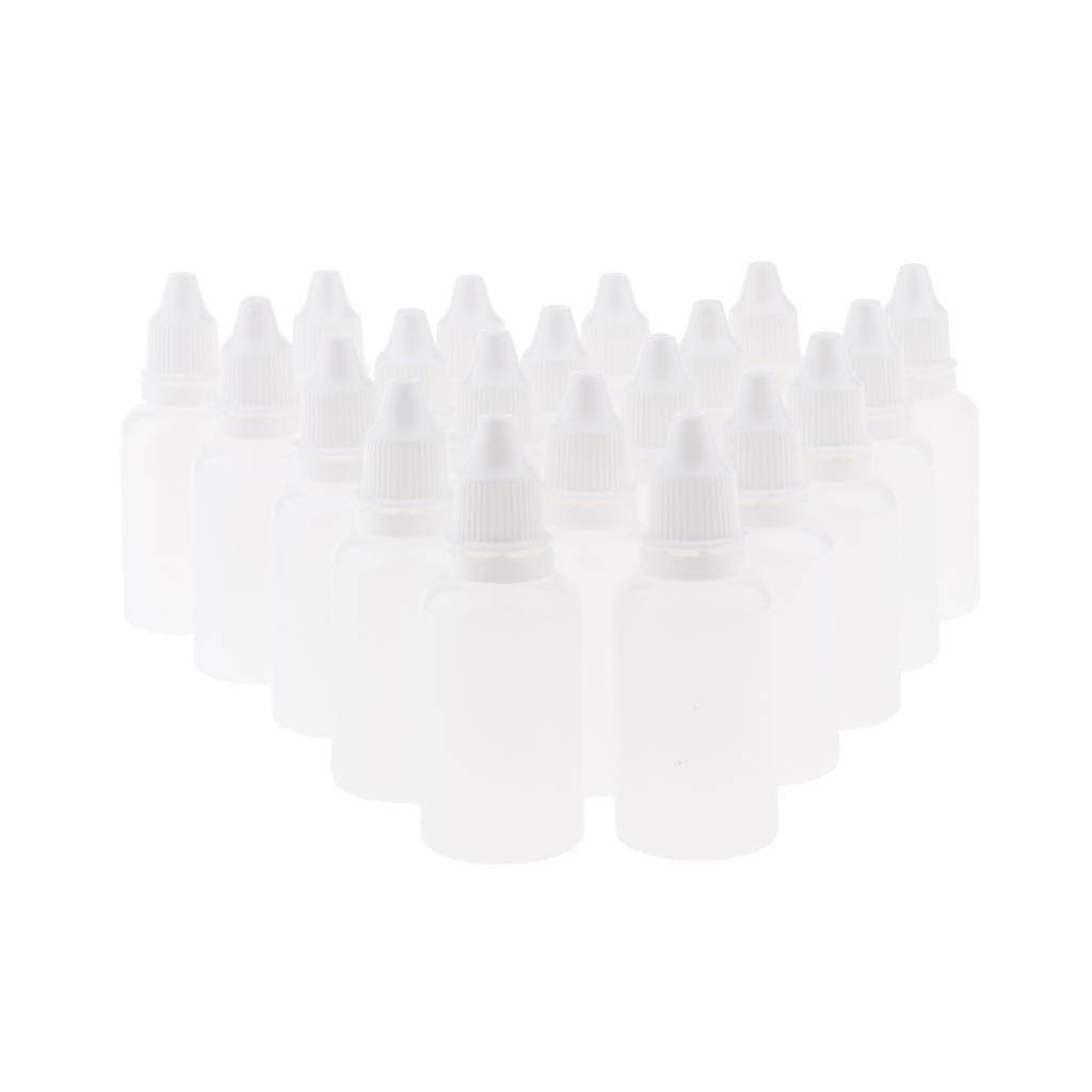 Pack of 20 30ml White Plastic Empty Squeezable Dropper Bottles Eye Liquid Dropper Vials with Caps Refillable