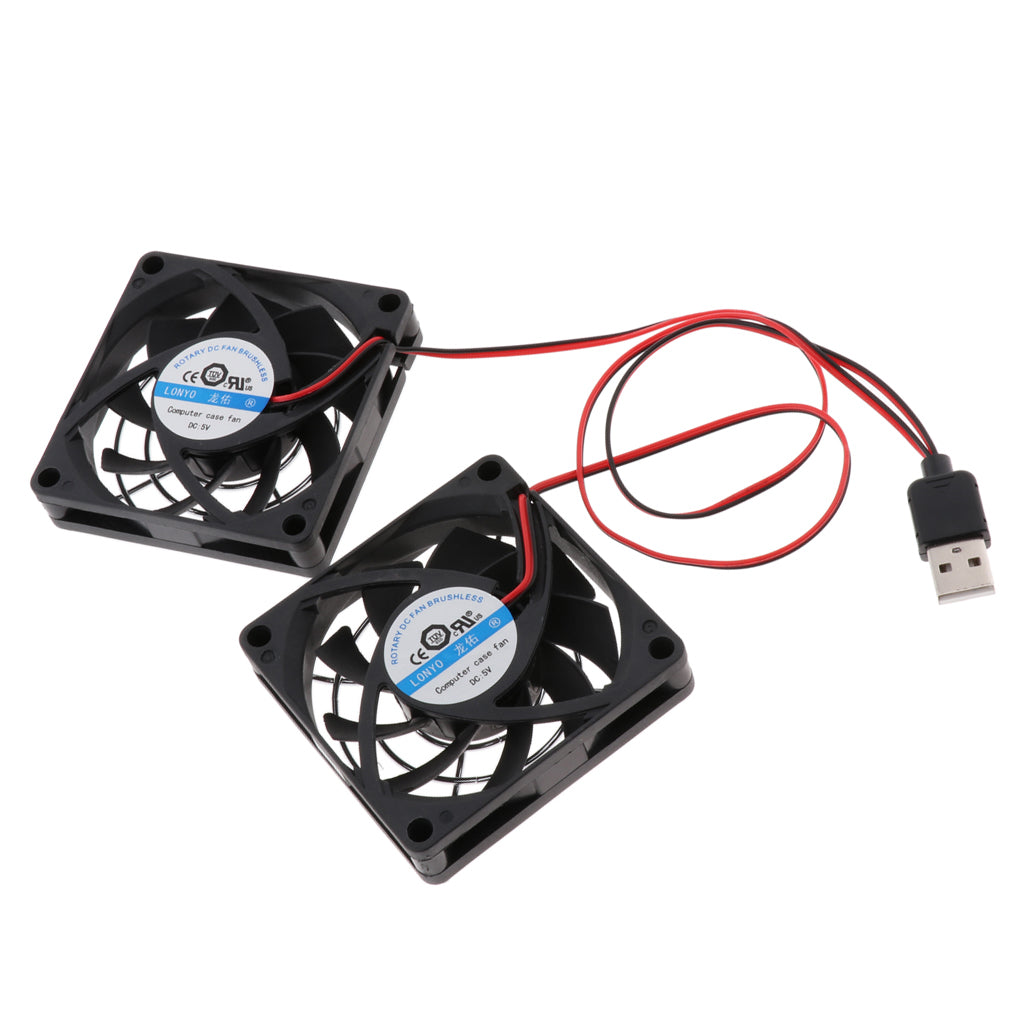 Computer USB Fan Radiator Cooler Heatsink Cooling System with 2 Fans 7cm Protective Net Cover Adhesive Tape