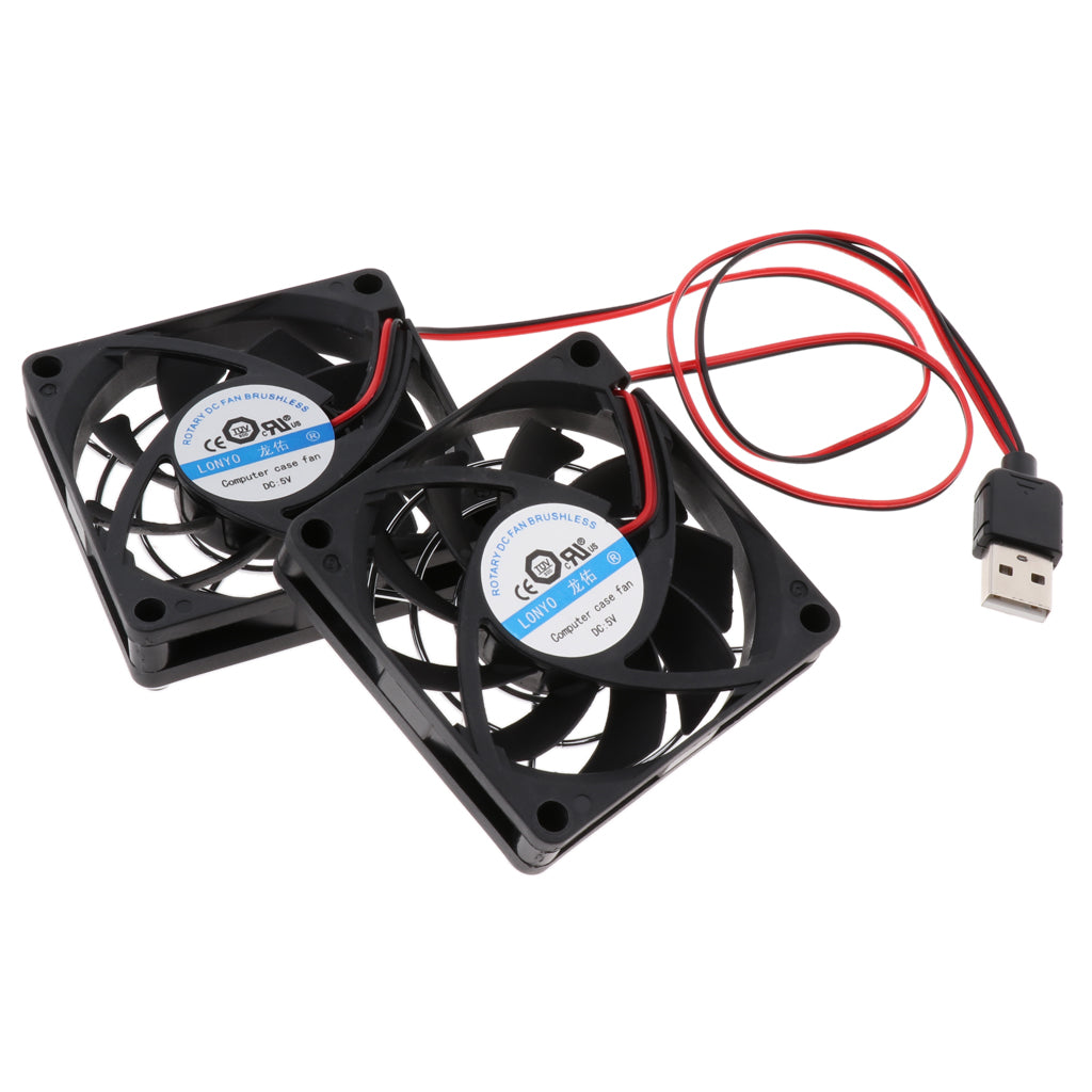 Computer USB Fan Radiator Cooler Heatsink Cooling System with 2 Fans 7cm Protective Net Cover Adhesive Tape