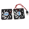 Computer USB Fan Radiator Cooler Heatsink Cooling System with 2 Fans 7cm Protective Net Cover Adhesive Tape