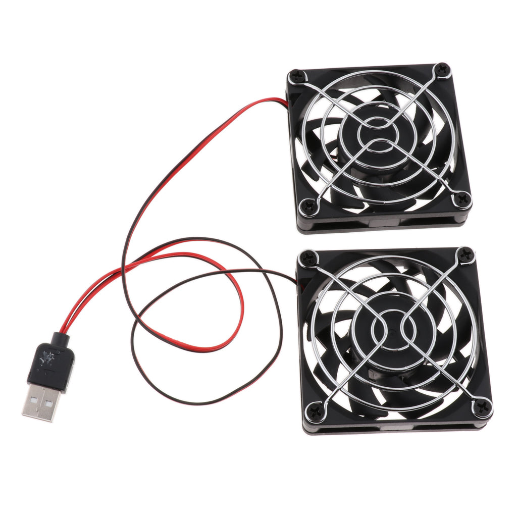 Computer USB Fan Radiator Cooler Heatsink Cooling System with 2 Fans 7cm Protective Net Cover Adhesive Tape