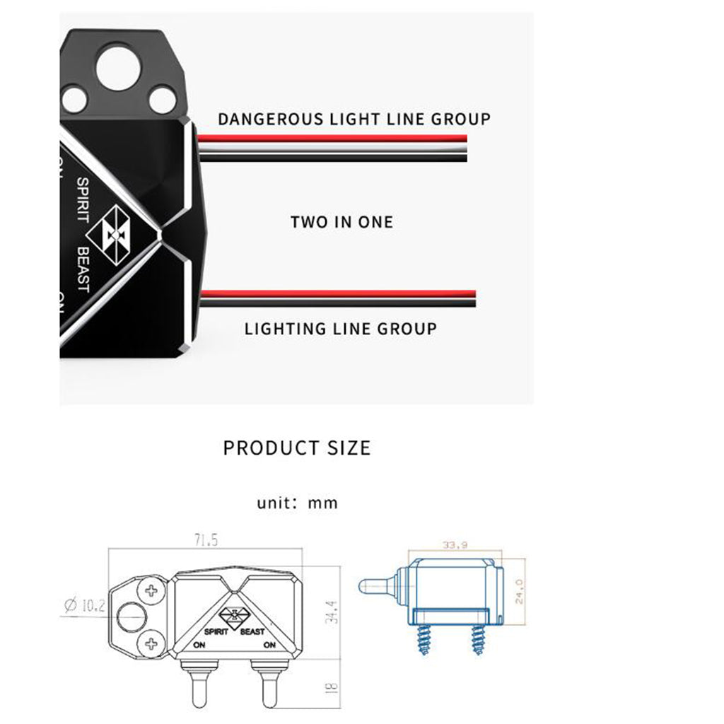 Aluminum Waterproof Motorcycle Double Handlebar Control Switch For Emergency Light Switch Starting switch