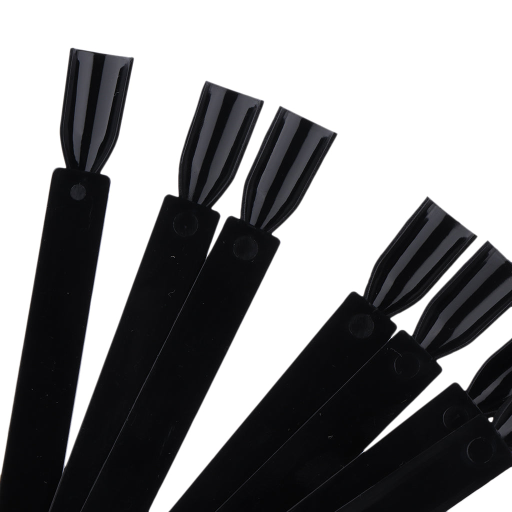 200 Pcs Nail Tips Black Fan-shaped False Nail Art Tips Sticks Polish Gel Salon Display Chart Practice Tools Set