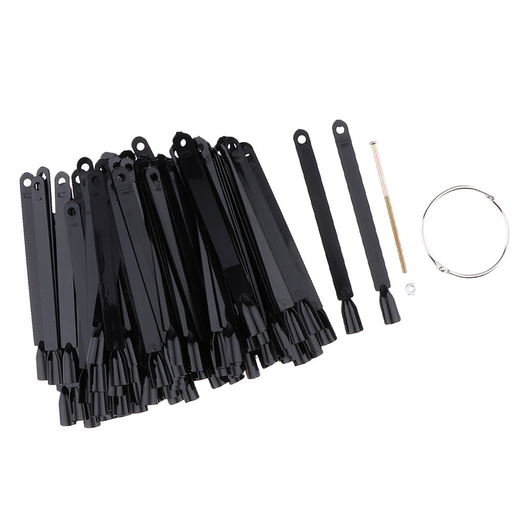 200 Pcs Nail Tips Black Fan-shaped False Nail Art Tips Sticks Polish Gel Salon Display Chart Practice Tools Set