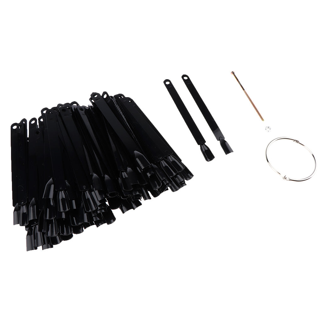 200 Pcs Nail Tips Black Fan-shaped False Nail Art Tips Sticks Polish Gel Salon Display Chart Practice Tools Set