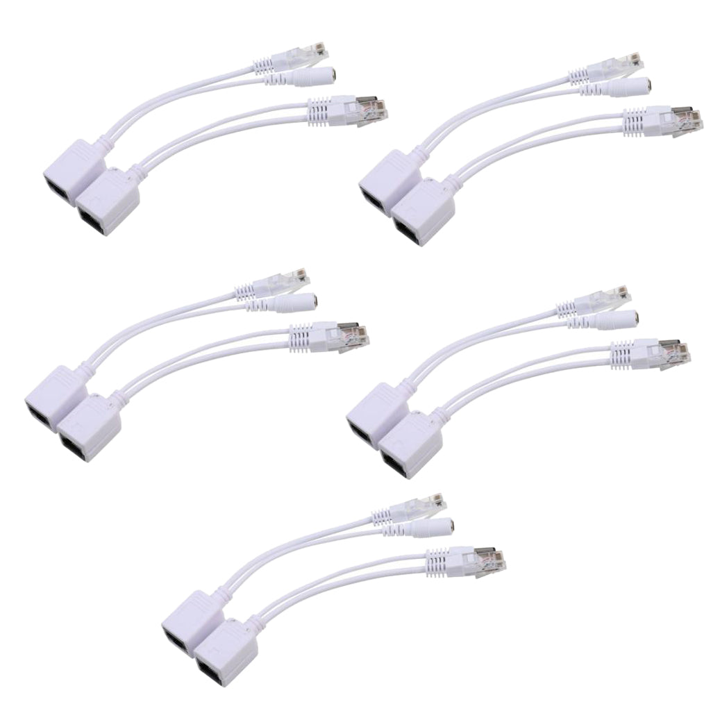 5x Power Over Ethernet Passive 24-36V To 12V 1.5A PoE Adapter Splitter Cable