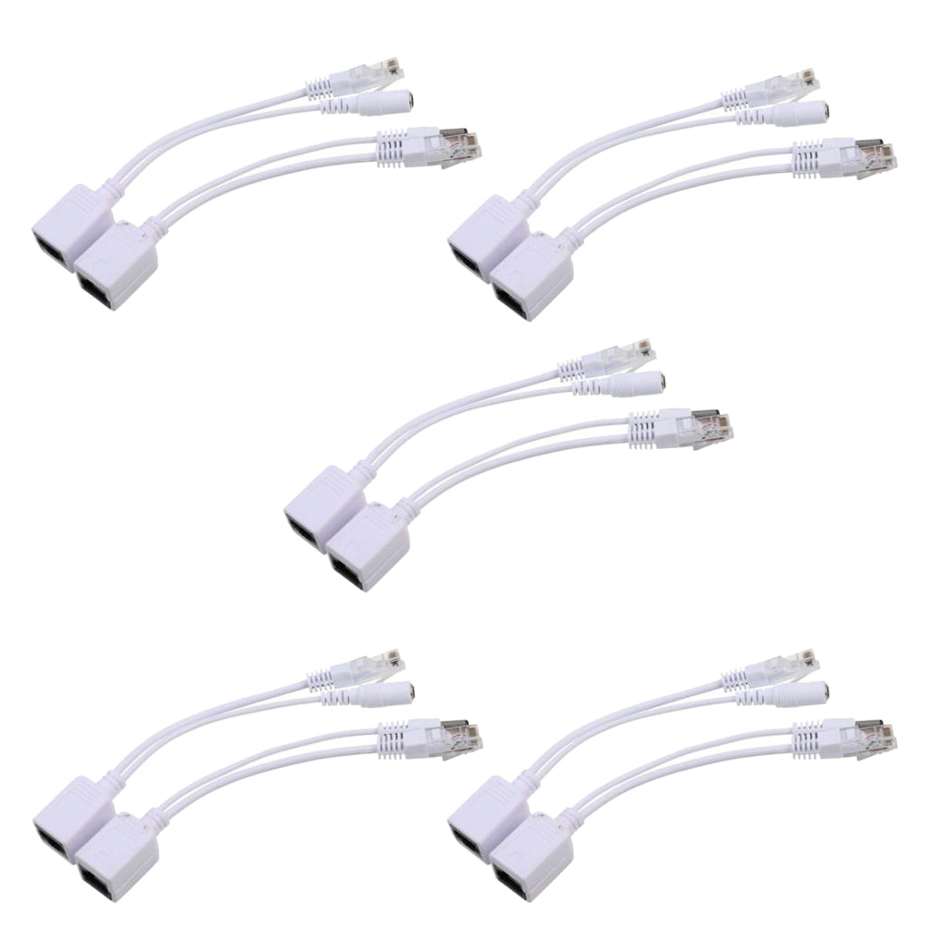 5x Power Over Ethernet Passive 24-36V To 12V 1.5A PoE Adapter Splitter Cable