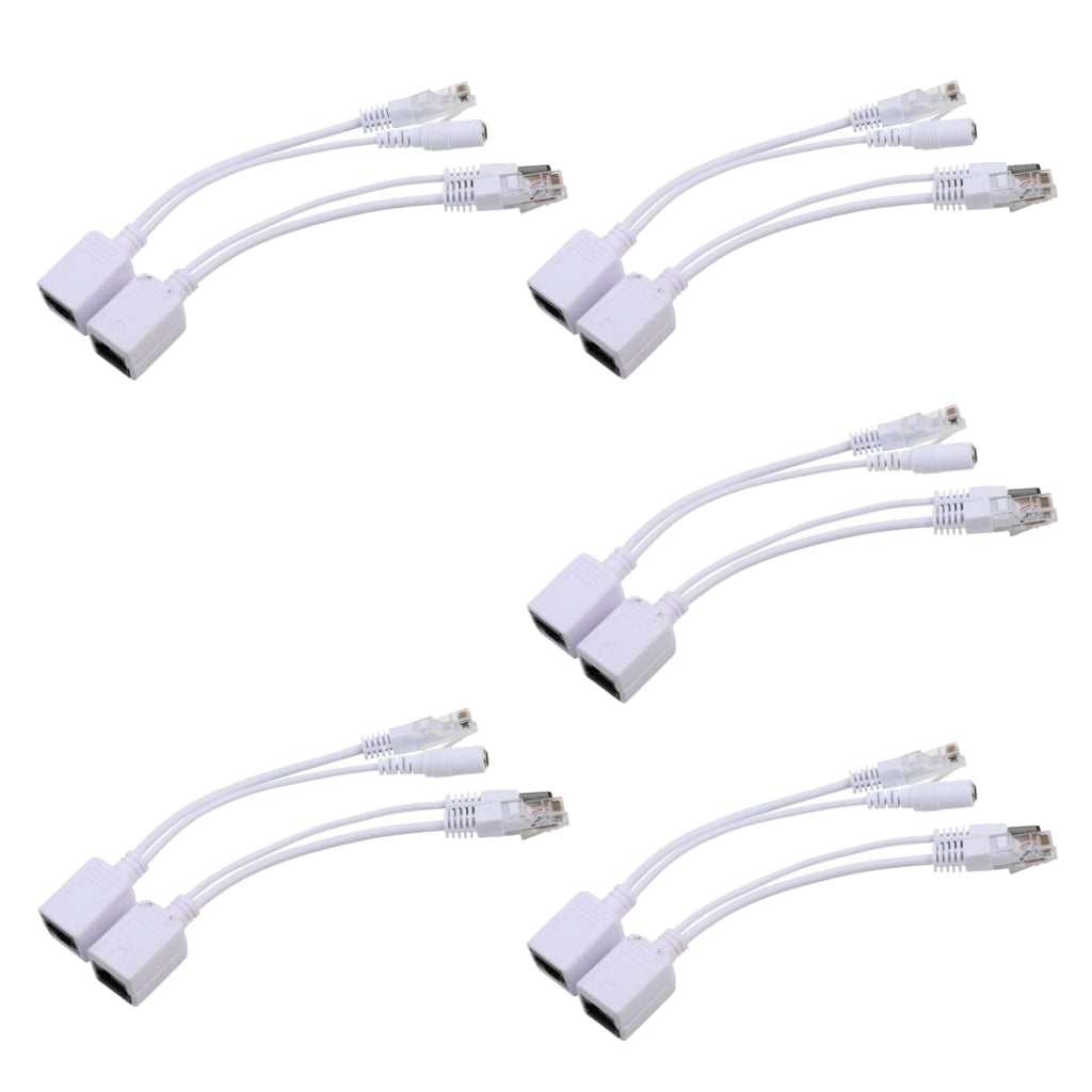 5x Power Over Ethernet Passive 24-36V To 12V 1.5A PoE Adapter Splitter Cable