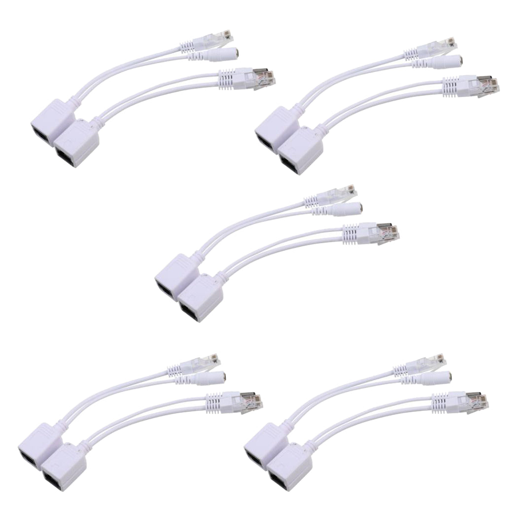 5x Power Over Ethernet Passive 24-36V To 12V 1.5A PoE Adapter Splitter Cable