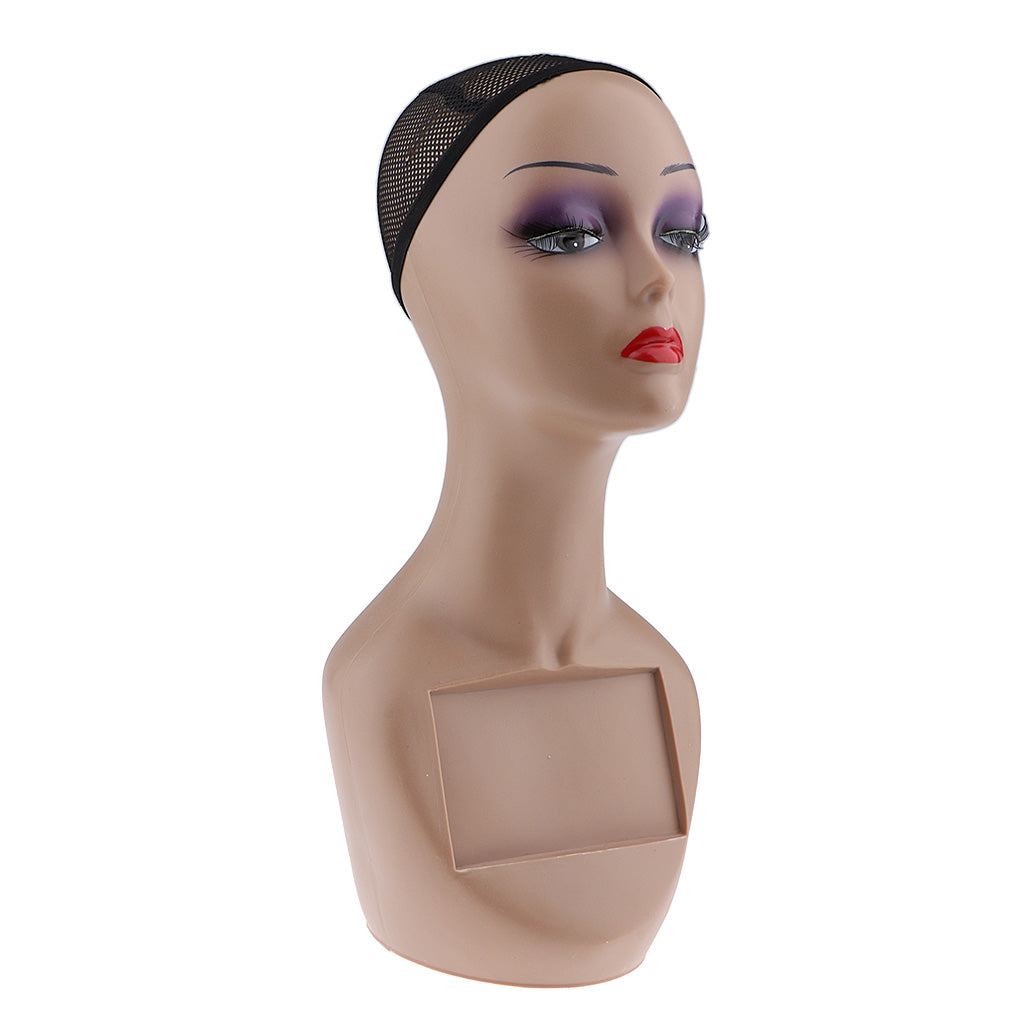 Female Manikin Mannequin Head Model Wearing Makeup Display Stand for Wigs Hats Scarfs Jewelry Holder,Skin