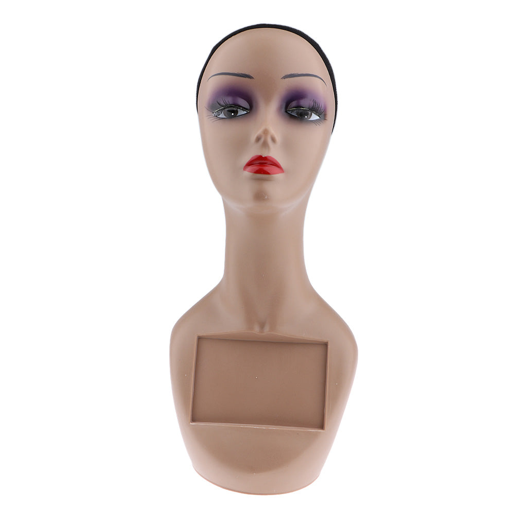 Female Manikin Mannequin Head Model Wearing Makeup Display Stand for Wigs Hats Scarfs Jewelry Holder,Skin