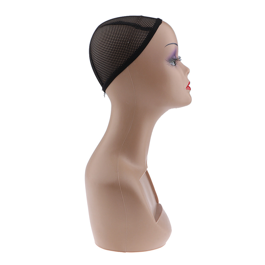 Female Manikin Mannequin Head Model Wearing Makeup Display Stand for Wigs Hats Scarfs Jewelry Holder,Skin