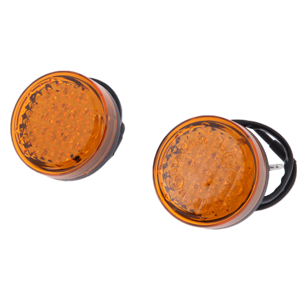 Universal 2pcs Round Turn Signal Amber LED Light Orange Lens for Harley Softail