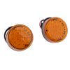 Universal 2pcs Round Turn Signal Amber LED Light Orange Lens for Harley Softail